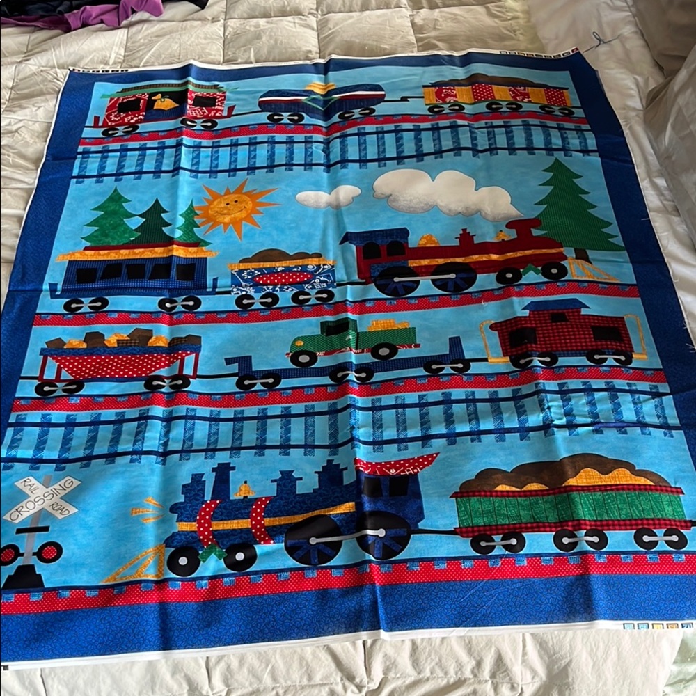 Colorful Train Pattern Kids, fabric piece